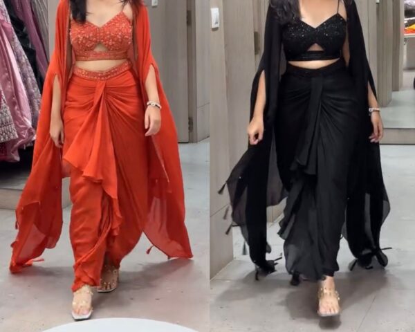 dhoti style with srug and Unstich choli