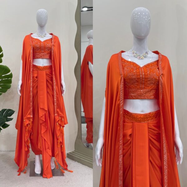 dhoti style with srug and Unstich choli - Image 2