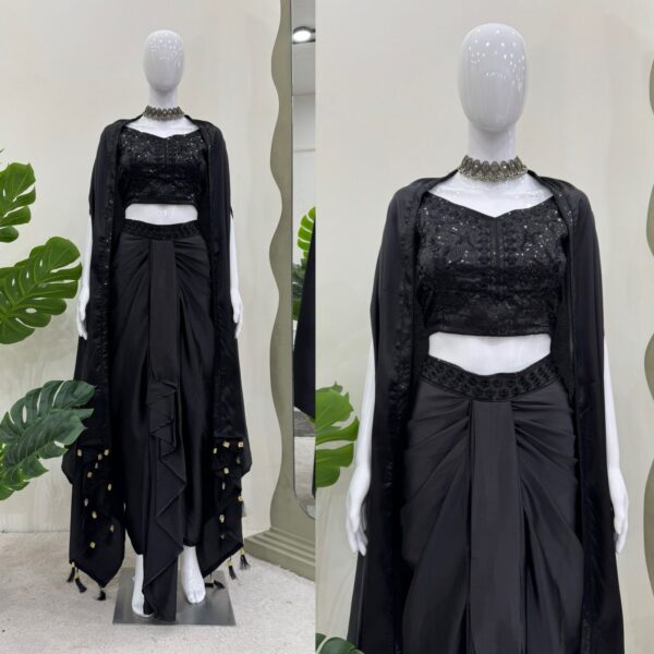 dhoti style with srug and Unstich choli - Image 3